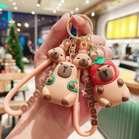 Funngy Cute Mini Capybara Key Ring,2 PCS Mini Resin Capybara Keychain and Backpack Pendant Cute Cartoon Keyring Charm for Women’s Bags Car Keys Gifts Adorable Capybara Stuff for Kids Adults