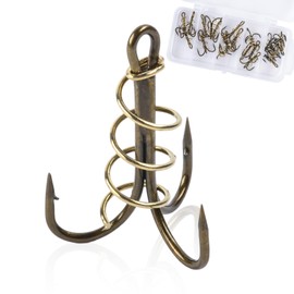 Goture Triple Hooks Treble Hooks for Kneading Bait Round Copper Spring High Carbon Steel Hooks Heavy Duty with Storage Case 3 Needles 2#/4#/6# 12 Each, Set of 36 Lures, Metal Jigs, Sea Bass, Flounder,