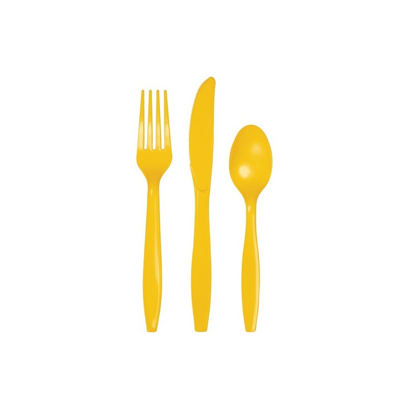 Creative Converting Assortment Plastic Cutlery, School Bus Yellow