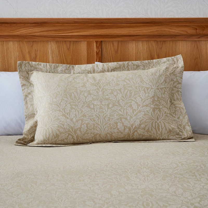 PURE ACORN JACQUARD PILLOWCASE OXFORD LINEN
