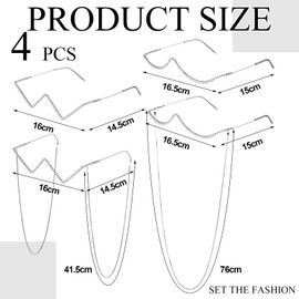 Kanayu 4 pcs No Lens Diamond Glasses Frame V shape Rhinestone Sunglasses Half Frame Crystal Metal Eyeglasses for Women(Silver, Classic)