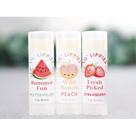 Summer Fun Set of 3 Lip Balm - Lil' Lippies Kids Chapstick - Stocking Stuffers for kids (Set of 3, Summer Fun - Watermelon, Peach, Strawberry)