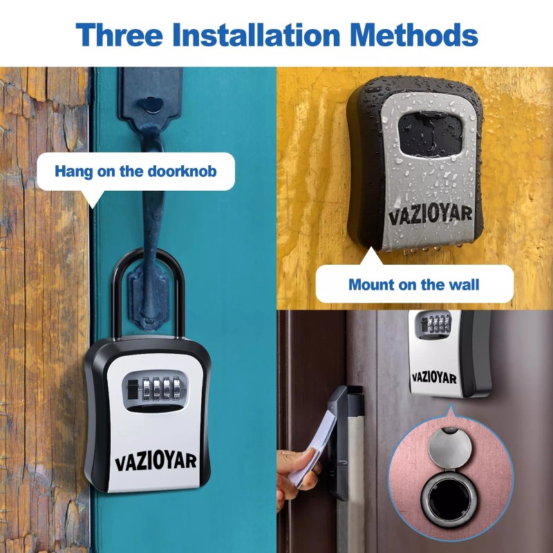 Vazioyar Key Lock Box for Outside Portable Waterproof Wall Mounted