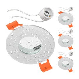 ledscom.de ERID Bathroom Ceiling Mounting Frames for Wet Rooms, IP44, Round, Matte White (GU10/MR16/GU5.3/50 mm) Including GU10 Socket Set of 4