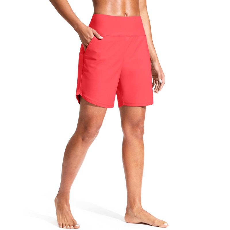 Women's 7" Quick Dry Swim Board Shorts Swimming Bottoms High