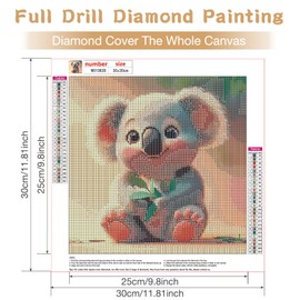 RICUVED Koala Diamond Painting Kits for Adults, 5D Pink Diamond Painting Animal Diamond Art Kits for Beginners, Full Drill Diamond Art Diamond Gem Diamond Painting Kits for Home Wall Decor 12x12Inch