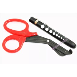 CYNAMED NEW NURSE TRAUMA SHEARS PARAMEDIC SCISSORS STAINLESS FLUORIDE COATED + PENLIGHT
