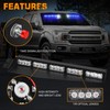 XRIDONSEN 34 inch Blue Emergency Visor Lights Bar Interior Front