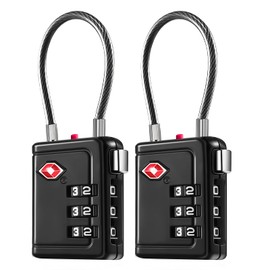 ZHEGE TSA Suitcase Lock, TSA Lock Suitcase with White Numbers, 3 Digit Padlock with Combination Code, Luggage Locks, Travel Lock for Briefcases, Luggage, Locker (2 Pieces, Black)