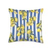 Italian Coast Lemons On Blue Stripes Summer Fruit Pattern Throw