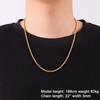 Fiusem 14K Gold Plated Wheat Chain Necklace for Men, 3mm