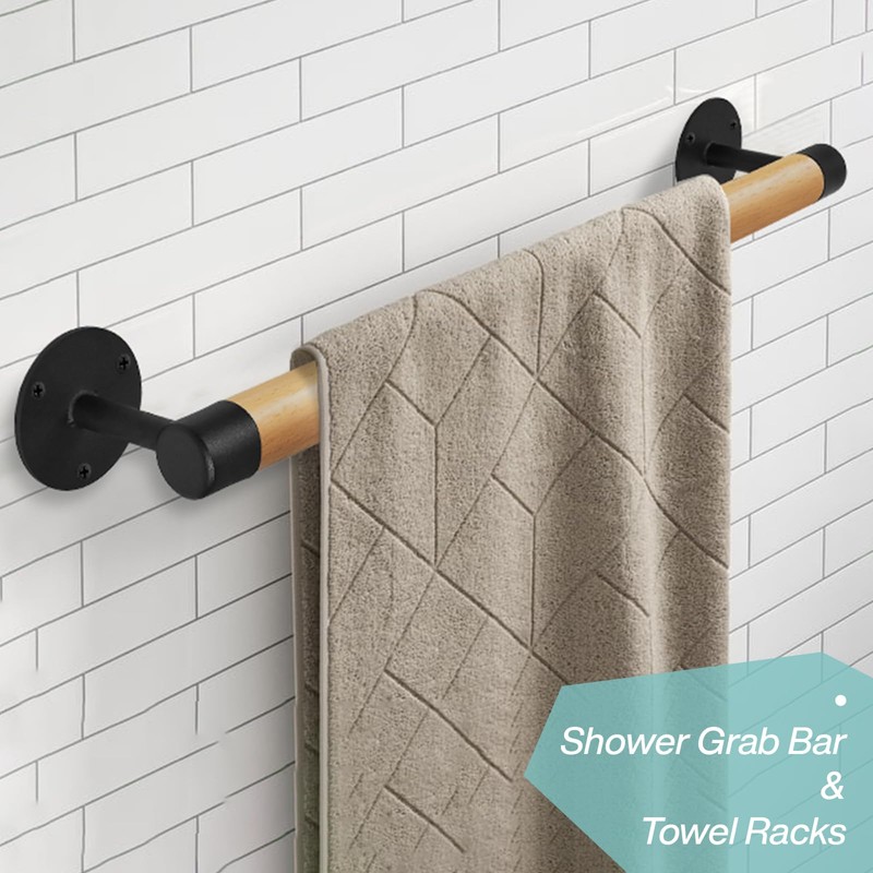 Purife 18 inch Real Wood Grab Bar Hand Rails for