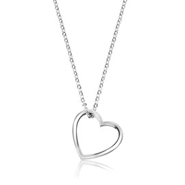Nuoli® Women's Heart Necklace (45 cm + 5 cm Adjustable) Pretty Necklace with Heart Pendant for Women and Girls, Available in Silver and Rose Gold, Stainless Steel