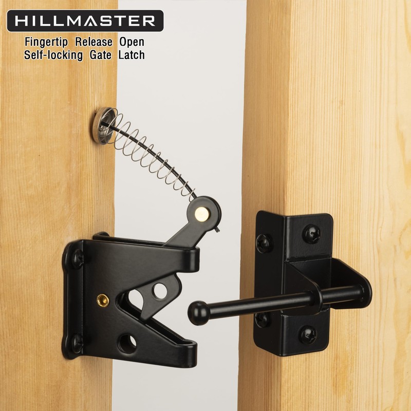 HILLMASTER Self Locking Gate Latch for Wooden Fence with Steel