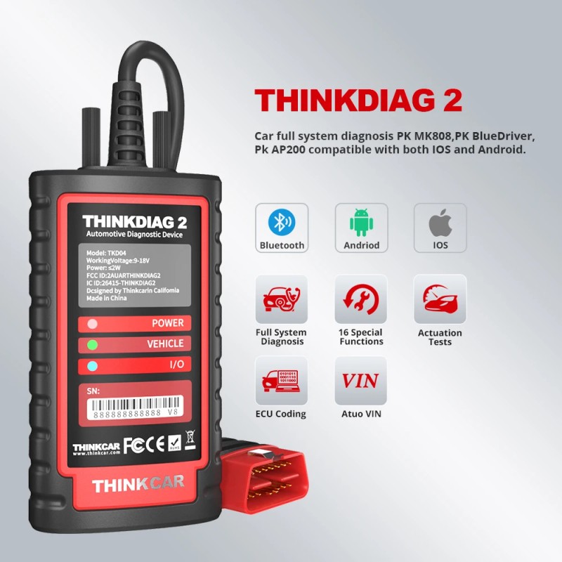 2025 New Arrivals Thinkcar ThinkDiag 2 Scanner ELM327 New Easydiag