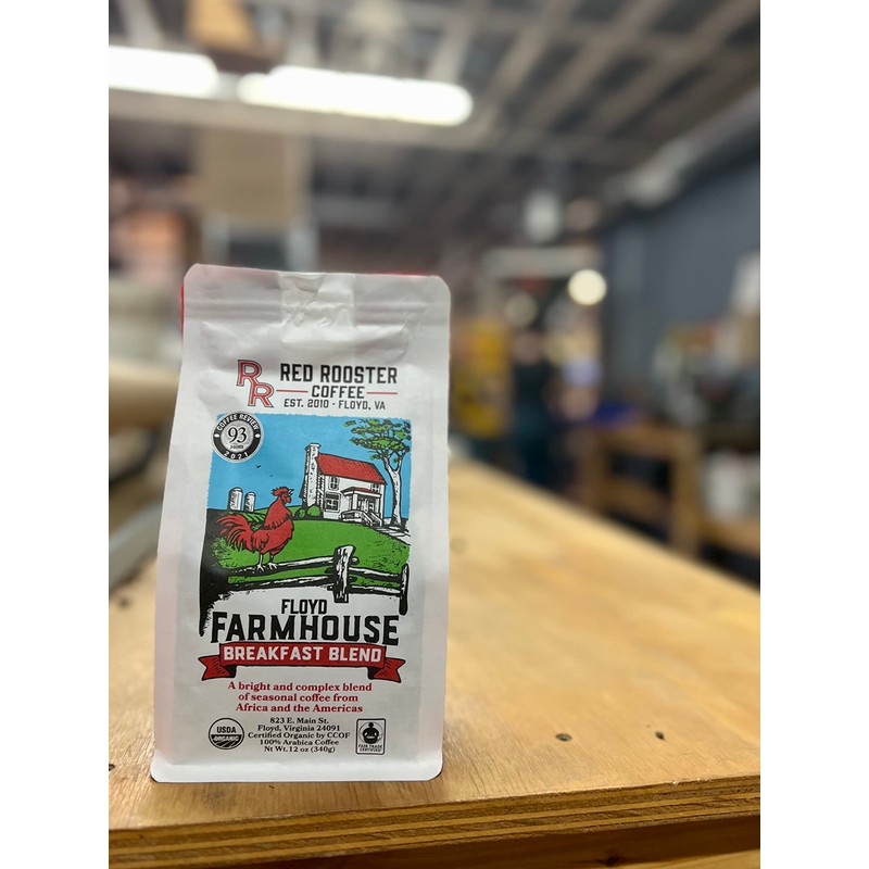 Red Rooster Coffee Roaster, Organic Floyd Farmhouse Breakfast Blend, 12OZ