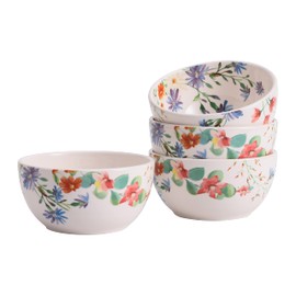 Bico Summer Provence Ceramic Bowls Set of 4, 26oz, for Pasta, Salad, Cereal, Soup & Microwave & Dishwasher Safe
