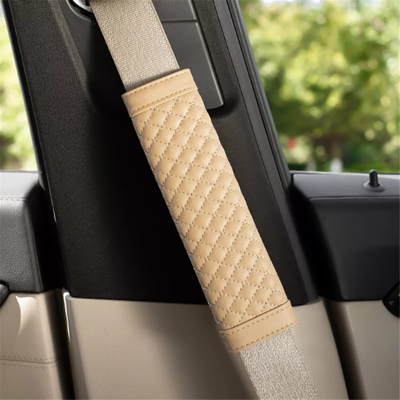 Xukey 2PCS Leather Car Safety Seat Belt Shoulder Strap Pad