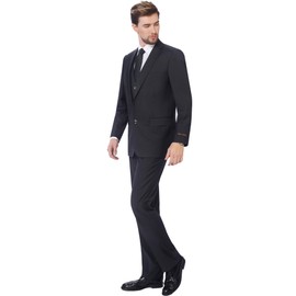 P&L Men's Suit 3 Piece Classic Fit Suit Jacket & Expandable Waist Dress Pants & Vest Set Charcoal