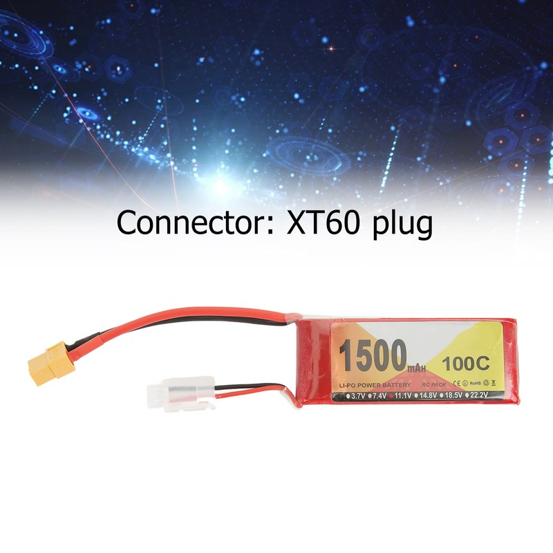 11.1V 1500mAh 100C 3S LiPo Battery with XT60 Plug Accessory