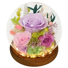 Valley of Rain & Forest Long-Lasting Real Flowers, Unique Floral Gift for You to Send Love for All Occasions, for Indoor Decoration (Light-Purple Rose, Light-Pink Rose, Purple-Pink Austin Rose)