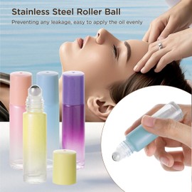 SESENSE Essential Oil Roller Bottles, 10ml Colored Thick Glass Perfume Roller Bottles with Funnel Opener and Dropper (Multicolor, 4 Pack)