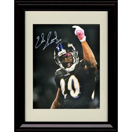 Ed Reed - Baltimore Football Autograph Promo Print - Hand Raised Black Jersey - Framed 8x10