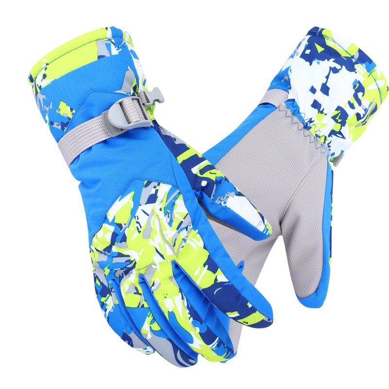 Winter Outdoor Ski Waterproof Wind Ventilation Thickened Warm Gloves(Blue XL)