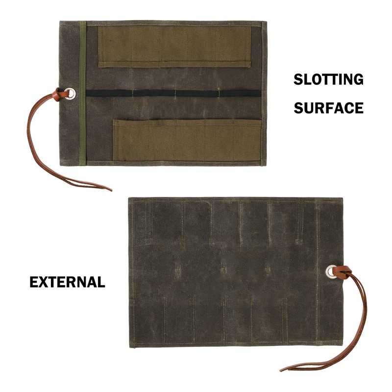 Small Tool Pouch, Heavy Duty 16oz Waxed Canvas Tool Roll