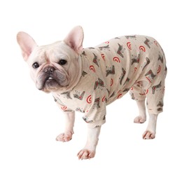 Fat Dog Clothing,Soft Cotton French Bulldog Pajamas,Pug Four legged Jumpsuit Onesies Costume for Cats Puppy Small Medium Dog_M(Orange)