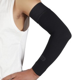 MGANG® Manga de compresión de linfedema para mujeres y hombres, opaca, 15-20 mmHg, soporte de brazo completo con banda de silicona, alivia la hinchazón, edema, recuperación postoperatoria, color negro, talla XL