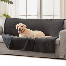 Luciphia Waterproof Blanket for Large Dogs Liquid Proof Furniture Protector Washable Pet Reversible Bed Cover for Couch Soft Sherpa Fleece Cat Blanket for Small Medium Grey Large（65" x 57"）