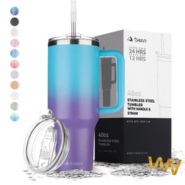 40 oz Tumbler With Handle and Straw Made of Stainless Steel - Double Wall Vacuum Insulated Tumbler With Lid - Sweat Proof Easy Grip, BPA-Free, Dishwasher Safe Tumbler (Amethyst)
