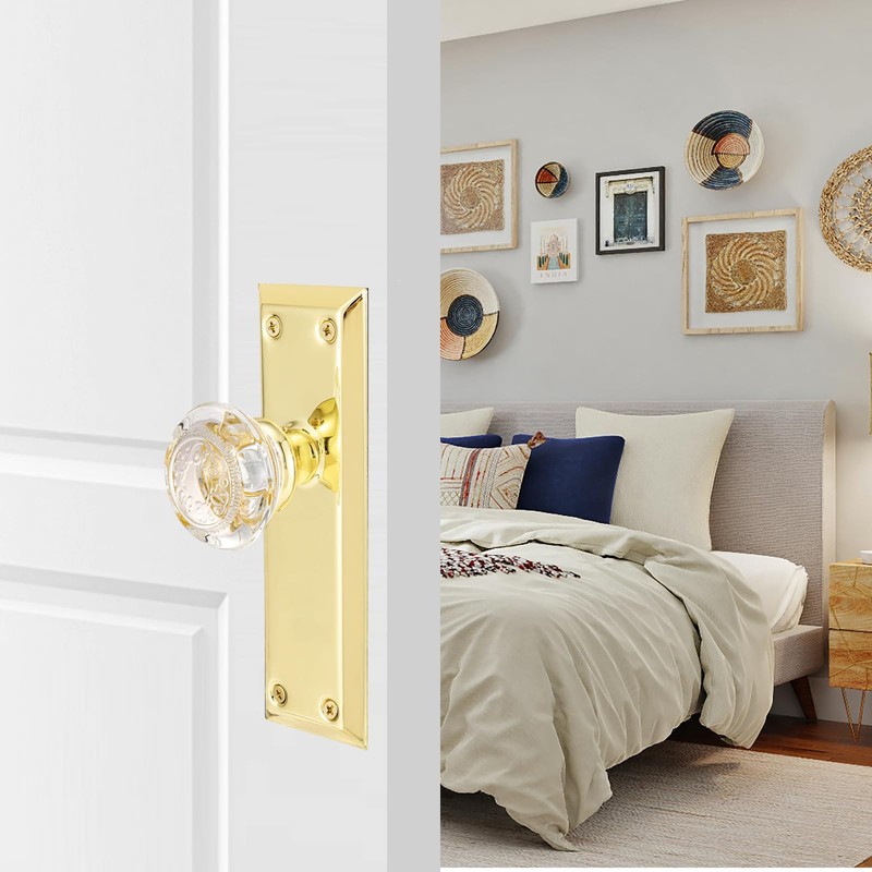 ToPToToo Glass Crystal Dummy Door Knobs Interior, Single-Side Dummy Door