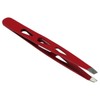 HTS 172D2 4" Red Slanted Eyebrow Tweezers with Droplet Holes