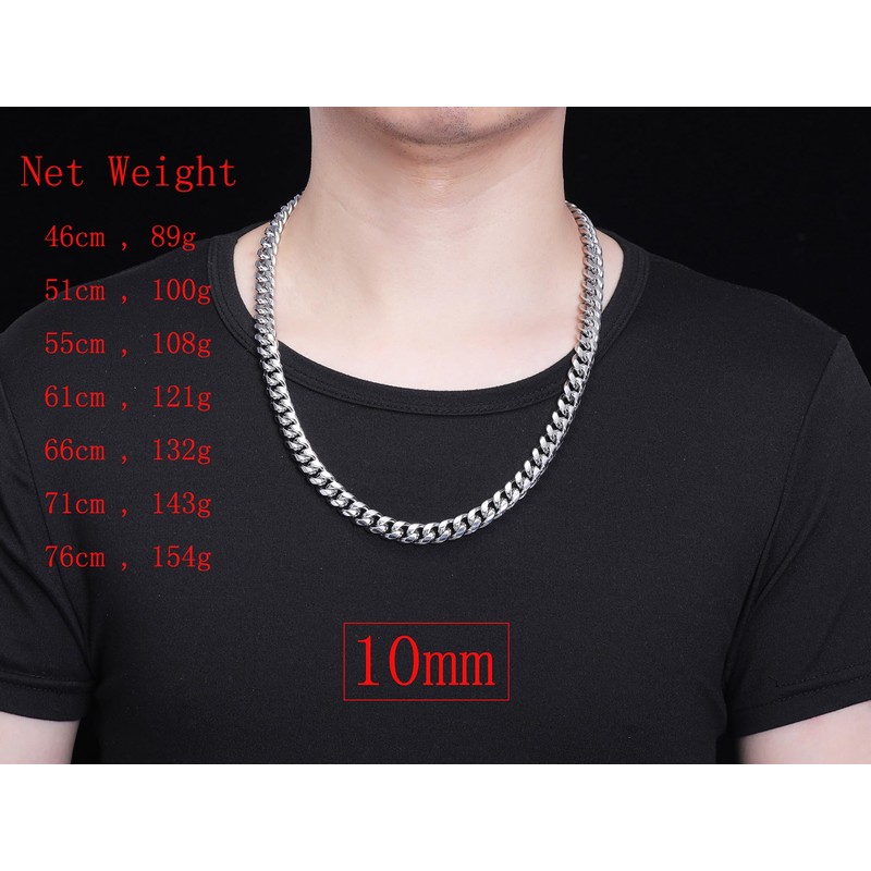 Jewow Stainless Steel Men's Sturdy Thick Curb Cuban Chain Necklace