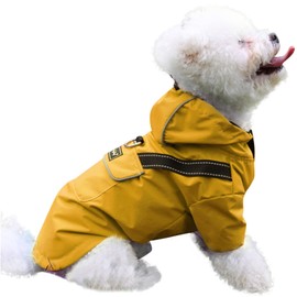 JoyDaog Premium Dog Raincoat with Hood for Medium Dogs,Outdoor Sports Waterproof Dog Rain Jacket,Puppy Raincoat with Pockets,Yellow M