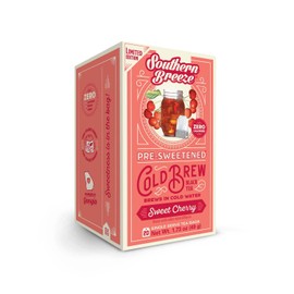 Southern Breeze Cold Brew Sweet Tea Sweet Cherry Iced Tea with Black Tea and Zero Carbs Zero Sugar, 20 Individually Wrapped Tea Bags Southern Sweet Tea Iced Tea Beverage