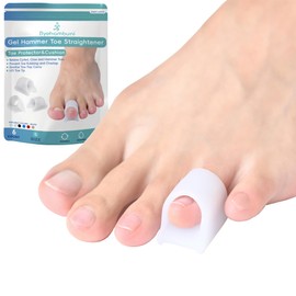 Byehambuni Hammer Toe Straightener, 6 Pack Hammer Toe Corrector for Women, Gel Toe Splints, for Curled, Crooked, Bent, Claw, Hammertoes, for Women and Men, Small Sizes (White)
