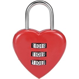 2Pcs Red 3 Digit Combination Padlock, 3mm Shackle, Zinc Alloy Lock Heart Shaped Combination Padlocks, Padlocks and Hasps