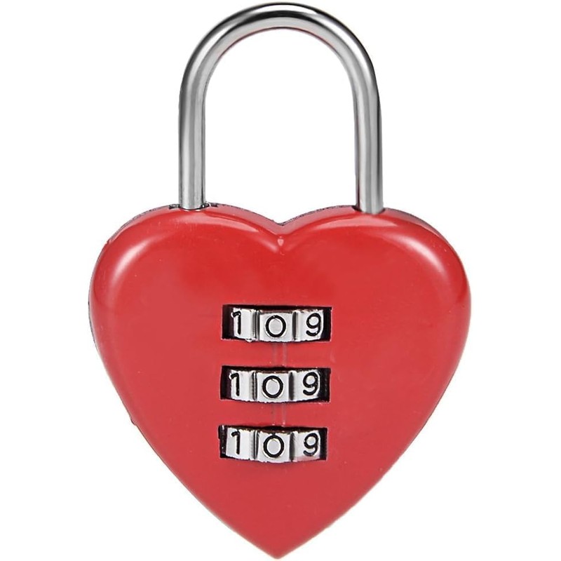 2Pcs Red 3 Digit Combination Padlock, 3mm Shackle, Zinc Alloy