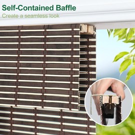 SEEYE Cordless Bamboo Blinds Shades, Light Filtering Bamboo Roller Shades Natural Roman Blind Shade, Bamboo Roll Up Blind for Windows, Easy to Install for Door, Patio, Bedroom, 42" W x 64" H, Brown