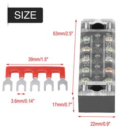 Terminal Barrier Block, Pack of 5 Plastic Copper Iron Double Row 5 Positions Screw Terminal Strip 600V 15A Screw Terminal Block + 10 Pre-Insulated Terminal Lock Strip Clamps Barrier Block Strips