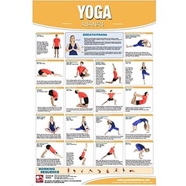 Productive Fitness Home Gym Fitness Chart Poster Series Yoga Exercises (Laminated)