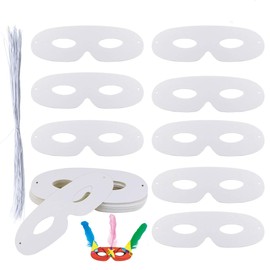 Wpxmer 40 Pack White Paper Eye Masks, DIY Blank Plain Masquerade Mask for Costume Party