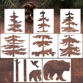 Large Pine Tree Stencils for Painting on Wood Fence 39” Giant Wall Stencils Skinny Tree Mural Draw Templates for Walls Window Furniture