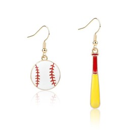 Baseball Earrings, Baseball Bat Drop Earrings Sport Ball Dangle Earrings Ball Shape Dangle Earrings Baseball Player Jewelry Baseball Mom Gift Accessories Baseball Jewelry for Women
