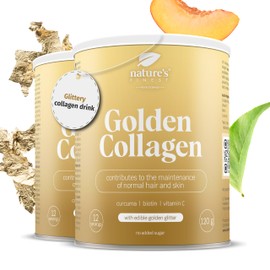 Nature’s Finest by Nutrisslim Golden Collagen 240 g - Collagen Supplements for Women with Gold Glitter - High Strength Hydrolyzed Bovine Collagen Powder Type 2 with Biotin, Vitamin C and Curcuma
