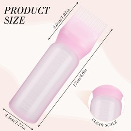 Pimoys Root Comb Applicator Bottle 6 Ounce Oil Applicator for Hair Dye, 3 Pack Hair Oiling Bottle Brush with Graduated Scale