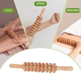 Cellulite Massager for Massage Wood, Massage Roller Anti Cellulite, Massage Roller with Handle for Maderotherapy, Wooden Massager, Wood Therapy, Cellulite Roller Thermikoa